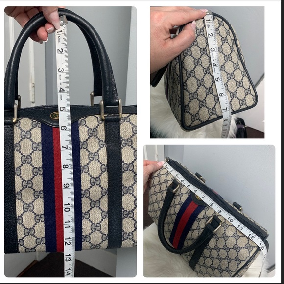 Authentic Gucci Sherry Line navy blue Ophidia Boston bag speedy bag - Picture 10 of 17